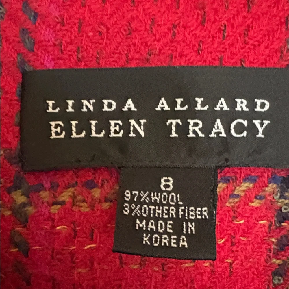 Ellen Tracy Vintage Wool Blend Jacket Red Plaid Chained Link  Retro Buttons, 8 - Picture 4 of 10